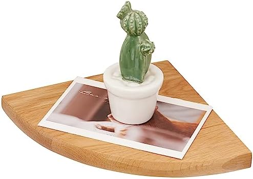 Oak Corner Shelf 7 inches Natural Wood Floating Corner Shelves Round End Wall Mounted Display Shelf Corner Plant Stand f