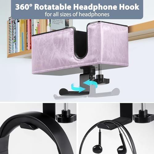 Under Desk Cup Holder Clamp on Cup Holder PU Leather Clip on Desk Organizer