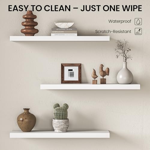 Fun Memories Floating Shelves for Wall 32 Inch, Set of 2 – Wall-Mounted Storage & Display Shelf with Invisible Bracket, 