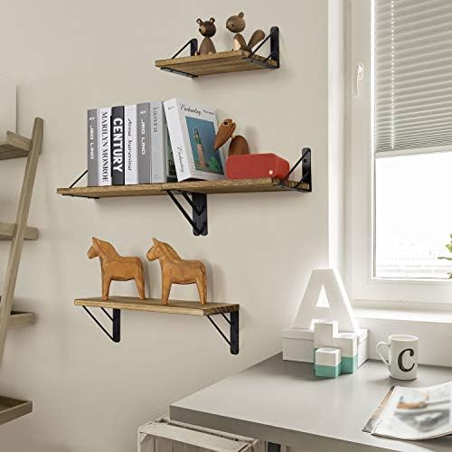 BAYKA Wall Shelves for Bedroom Decor, Floating Wall Shelves for Living Room Kitchen Storage, Wall Mounted Rustic Wood Fl