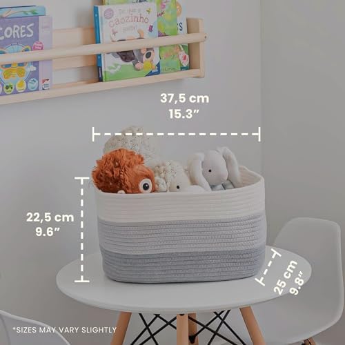 OrganiHaus Cotton Rope Baskets for Shelves, Set of 3, 15x9x10
