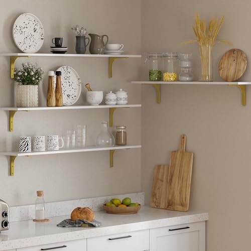 DINZI LVJ Long Wall Shelves, 47.3Inch Wooden Wall Mounted Shelves, Set of 4