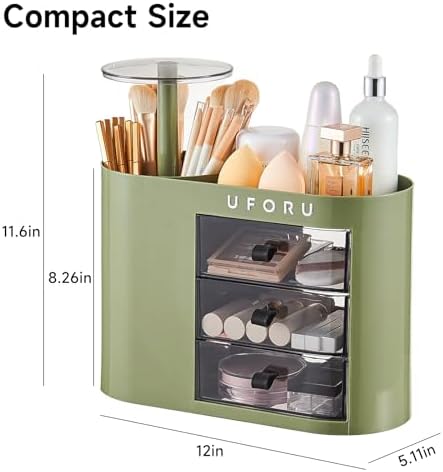 UFORU Makeup Organizer Countertop with Pop-Up Brush Holder for Vanity