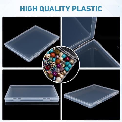 Jetec 6 Pieces Small Clear Plastic Storage Box, 12.0 x 8.8 x 0.9 Inch