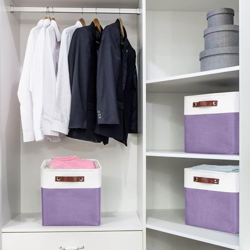 Bagnizer Collapsible Fabric Storage Cubes 11x11 Cube Storage Bins, 4 Pack Closet Baskets Box with Handles for Organizing