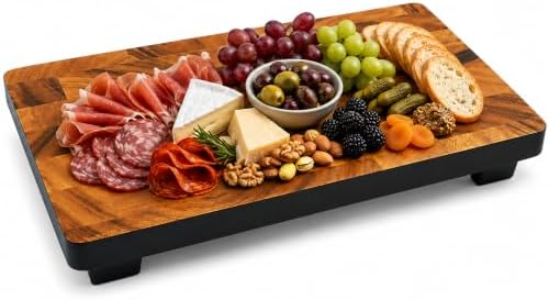 Woodard & Charles Raised Acacia Wood Serving Board Tray, 12" x 8" x 1.75"