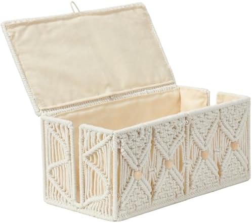 Cable Management Box Handmade Macrame Cord Storage Organizer