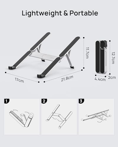 【Innovative & Ultra Compact】SODI Foldable Laptop Stand for Desk, Lightweight Portable Tablet Holder for Business Travel,