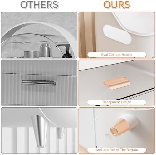 Yieach White Make up Organizers for Counter,Vanity and Dresser,Bathroom Makeup Organizer Countertop,Large Makeup Storage