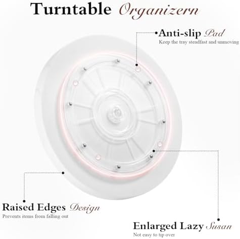 Luxspire 10.63" Resin Turntable Lazy Susan for Table Top, Gravel White