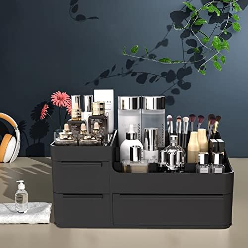 Makeup Organizer with Drawers, Countertop Organizer for Vanity, Bathroom and Bedroom Desk Cosmetics Display Case for Bru