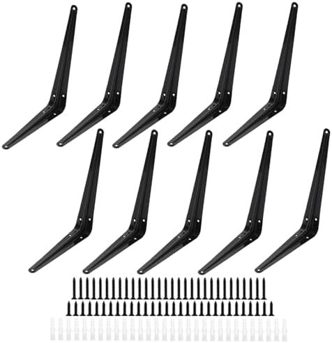 Lilaly 10 Pack Shelf Brackets 10 Inch Shelf Bracket, Heavy Duty L Brackets for Shelves for Hanging Floating Shelves Brac