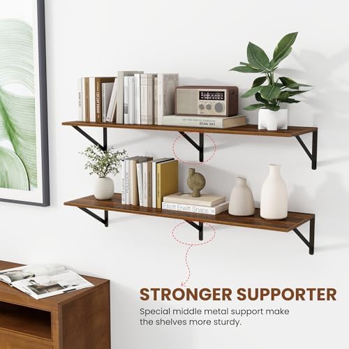 Heimlove 40W x 12D Deep Floating Shelves Set of 2 Walnut