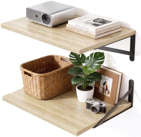 Fixwal 2pcs 11.8 in Deep Floating Shelves for Wall (Rustic Brown, 15.7" L)