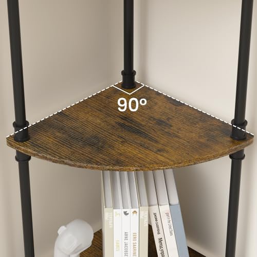 Aduanbang Fun Memories 3-Tier Corner Shelf Stand, Grey Storage Bookshelf for Bathroom, Living Room, Kitchen, Home Office