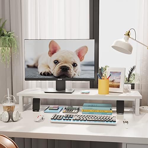 YAOHUOO Dual Monitor Stand Riser, 39Inch Large Monitor Stands for 2 Monitors, Computer Monitor Stand, Wooden Desktop Ora