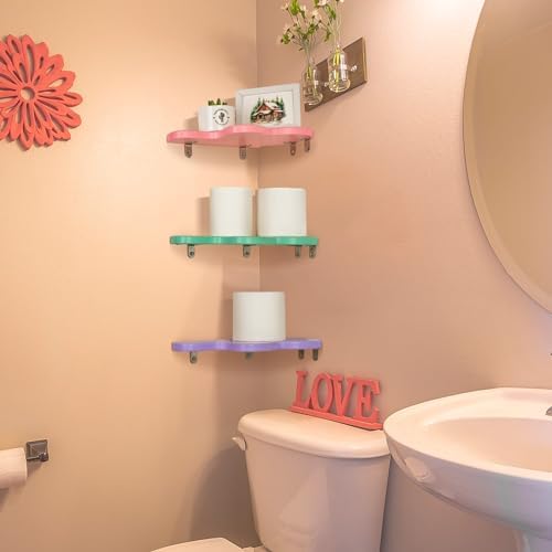 Cute Wavy Corner Shelf Wall Mount, Set of 3 Wood Floating Cloud Corner