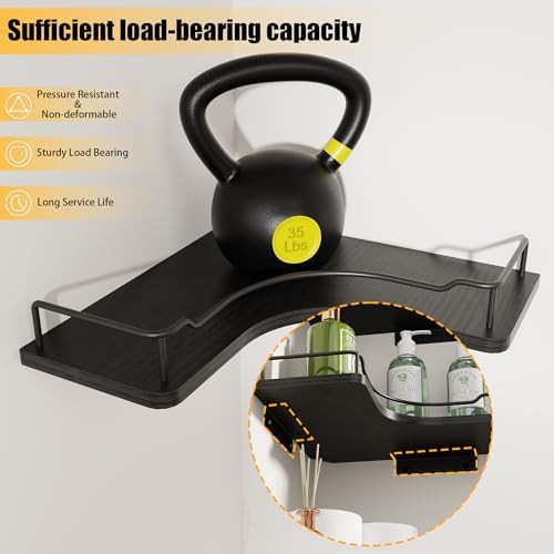 L-Shaped Corner Floating Shelves Wall Mounted Set of 3,Black