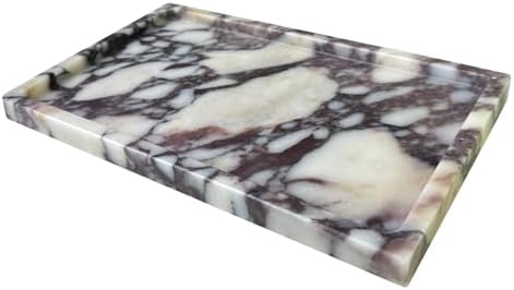 Natural Calacatta Viola Marble Vanity Tray, 9.8"x5.9"