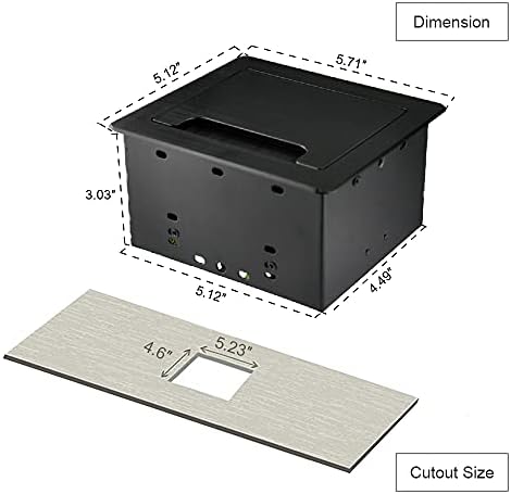 Tabletop Brush Cable Management Connectivity Box with 8 Grommet Holes for Conference Office (Black)