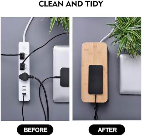 Naeety 2Pack Cable Management Box,Wooden Style Cord Organizer Cord Hide Box