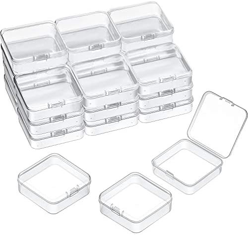 SATINIOR 24 Pcs Small Clear Plastic Container Box, 2.5 x 2.5 x 0.8 in