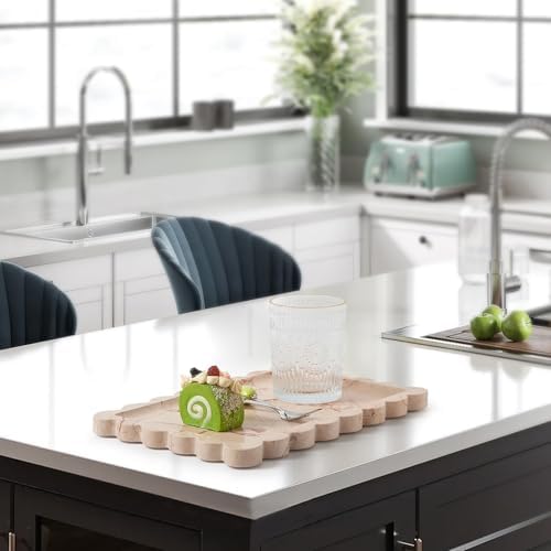 Scalloped Natural Marble Tray - Decorative Stone Tray for Bathroom & Vanity