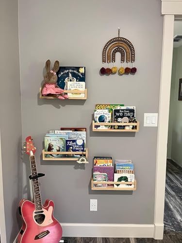 Gneric Floating Shelves for Wall, Burlywood Nursery Book Shelves, 15.7 inch Kids Bookshelf, Wall Shelves for Living Room
