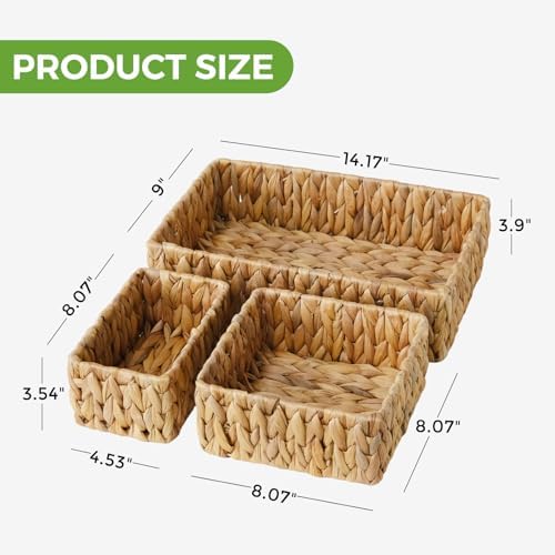 Wicker Storage Baskets Set of 3, Large and Small Wicker Pantry Baskets Set