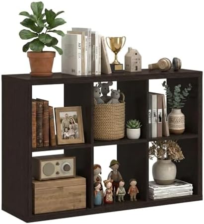 WannabeMyself【2026 Wooden Thick Frame】 6 Cube Storage Organizer with Anti-Tipping Kits, Reversible Open Back Book Shelf,