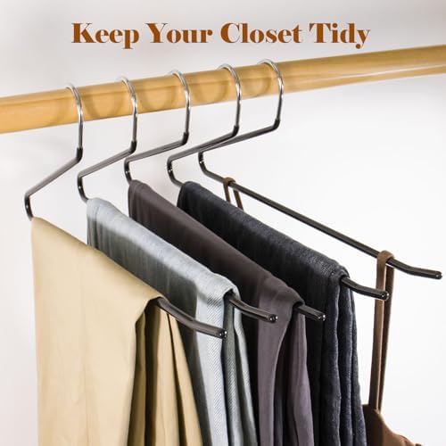 Pants Hangers,50-Pack Clothes Hangers, Non-Slip Open-Ended Pant Hanger,White Metal Hangers Design for Jeans,Slacks,Scarf (Black)