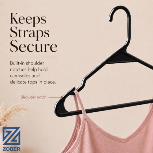 Zober Black Plastic Hangers 50 Pack, Clothes Hangers Plastic
