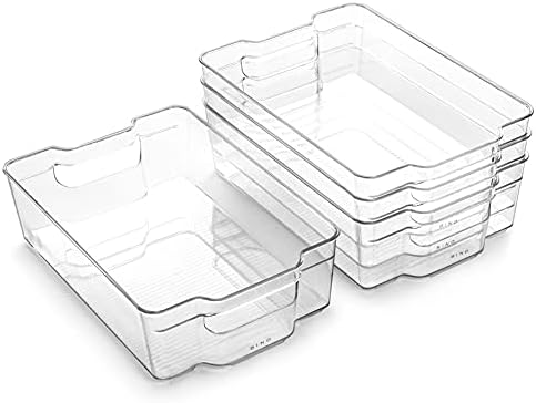 BINO | Stackable Storage Bins, Large - 4 Pack | The Stacker Collection | Clear Plastic Storage Bins | Organization and S