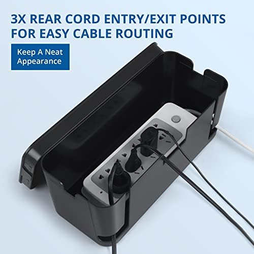 ZhiYo 2 Pack Cable Management Box, Medium & XL, Power Strip Organizer Black