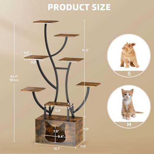 DWVO Tall Bookshelf with LED Light