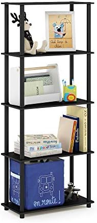 Furinno TURN-N-TUBE Storage Shelves, 5-Tier Book Shelf, Corner Shelf, Toolless Open Shelves, for Organization and Storag