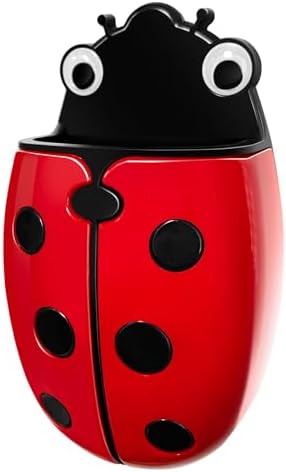 Magnetic Pen Holder for Fridge Whiteboard, 2-in-1 Magnetic Marker Holder Dry Erase Marker Whiteboard Eraser, Cute Ladybug Pencil Cup Desk Organizer for Classroom Office School Home (1-Pack)
