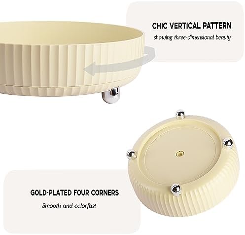 360 Rotating Makeup Perfume Organizer Skincare Tray, Large Beige