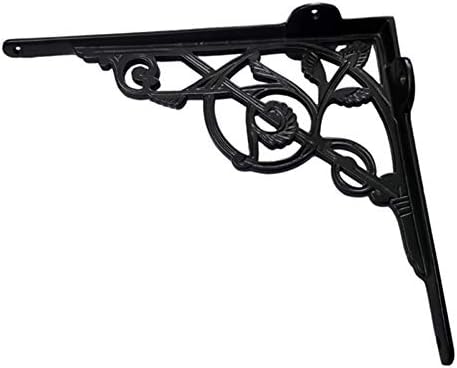 Adonai Hardware Hanameel Antique Iron Shelf Bracket (Supplied as 2 Pieces per Pack) - Black Powder Coated