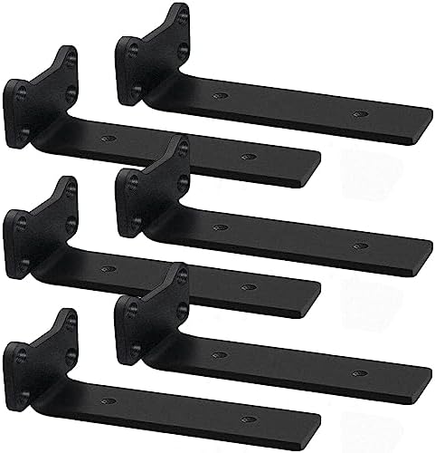 Heavy Duty Shelf Brackets Industrial L Shelf Bracket - 0.2 Inch Thick Premium Solid Steel Shelf Supports, Black Rustic W