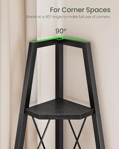 CHOEZON 5-Tier Corner Shelf, Corner Bookshelf, Ladder Shelf, Floor Standing Storage Rack, Open Display Stand, Plant Stan