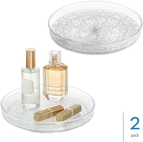 iDesign 9-Inch Plastic Lazy Susan Organizer, Clear, Set of 2