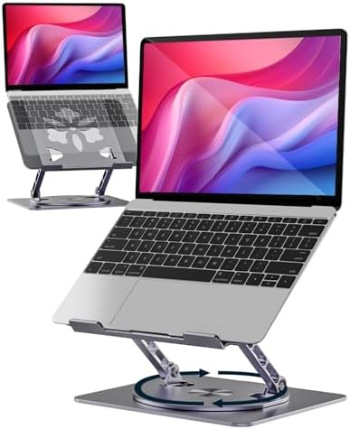 Aoviho 360° Rotating Laptop Stand for Desk | Adjustable, Foldable, Portable Aluminum Ergonomic Riser | Compatible with M