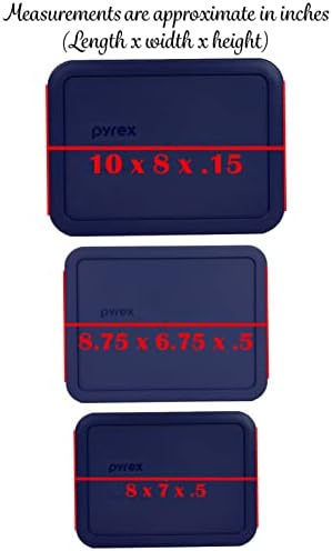 Pyrex 7212-PC, 7211-PC & 7210-PC Blue Food Storage Lids - Made in USA