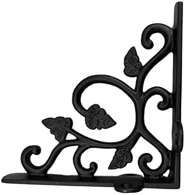 Adonai Hardware Meshezaheel Antique Iron Shelf Bracket (Supplied as 2 Pieces per Pack) - Black Powder Coated