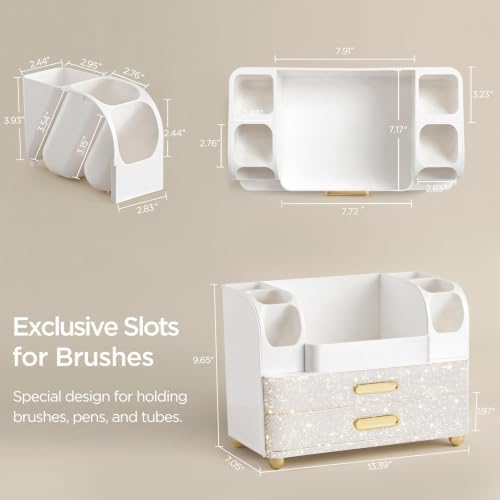 HBlife Makeup Organizer for Vanity with Brush Holder, Large Bathroom Countertop Cosmetic Organizer Skin Care Storage, Ea