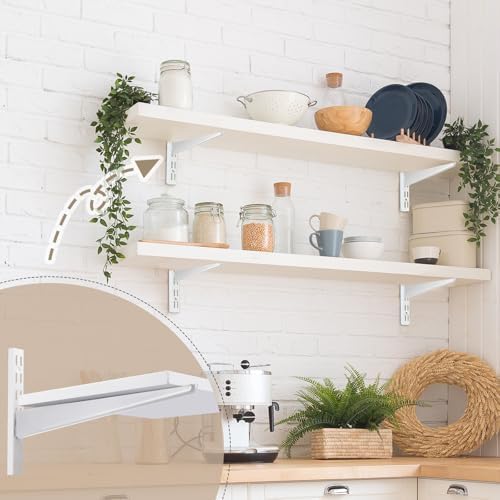 CroBlissful 20 Pcs Adjustable Shelf Brackets for Double Track System Closet Organization Heavy Duty Wire Shelf Brackets(