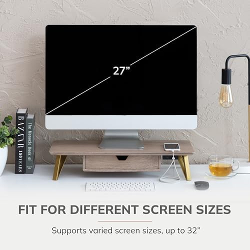 Anji Mountain Monitor Stand for Desk - Desktop Organizer & Laptop Riser, Ergonomic Monitor Riser, Space-Saving, Durable,