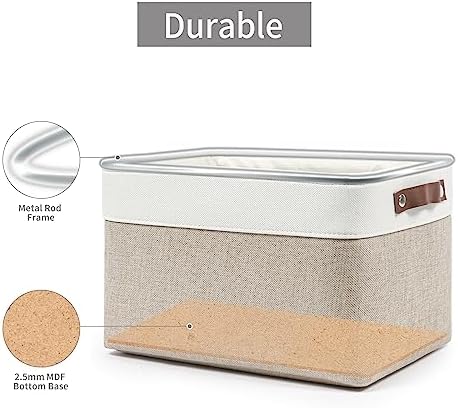 Bagnizer Storage Bins Large Fabric Storage Baskets for Shelves 3 Pack, Decorative Linen Closet Baskets with Handles for 
