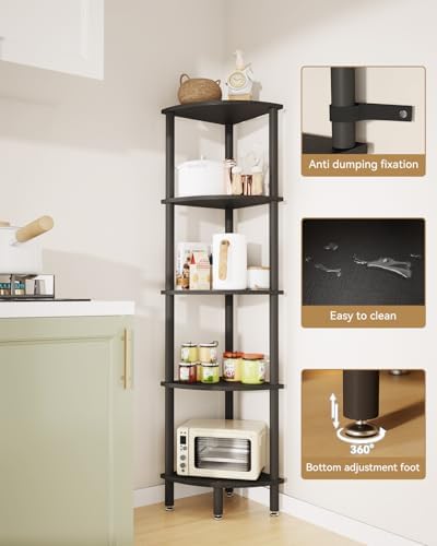 IBUYKE 5 Tier Corner Shelf Stand,Industrial Corner Display Rack WBC010B
